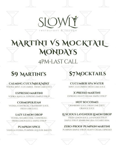 Martini v mocktail menu